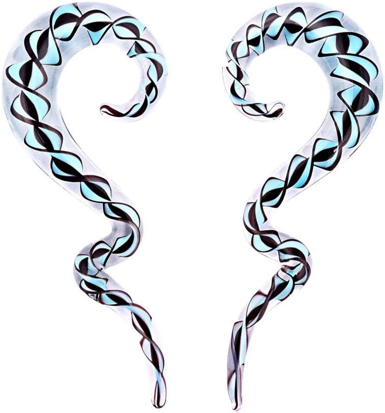 Qmcandy 2pcs Glass Spiral Tapers Plugs Twist Stretchers Earrings Stretching Piercings Jewelry Gauges 8g-14mm - Image 1