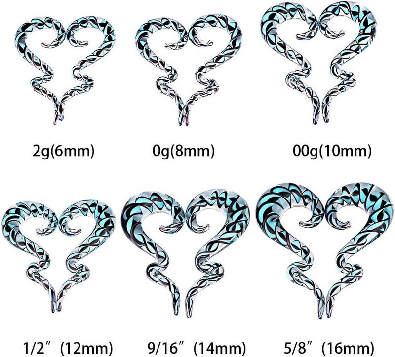 Qmcandy 2pcs Glass Spiral Tapers Plugs Twist Stretchers Earrings Stretching Piercings Jewelry Gauges 8g-14mm - Image 4