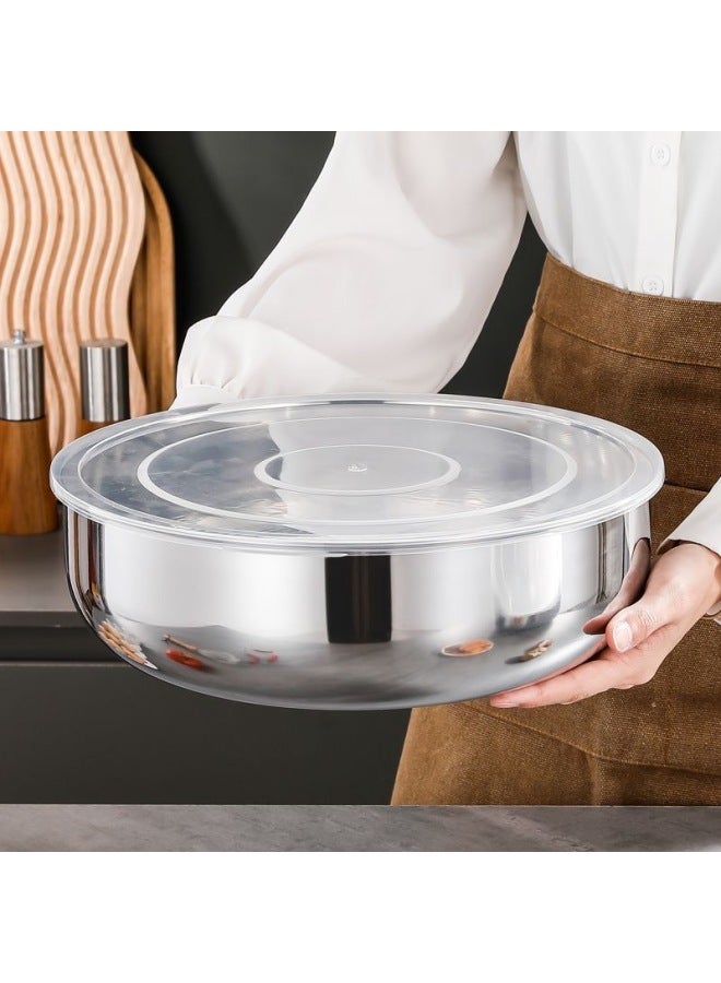 Kitchen Household And Basin With Lid Stainless Steel Non-stick Basin Household Baking Basin Rubbing Basin Egg-beating Basin-Specification:32cm Kneading Basin-232g-Colour:White - Image 3