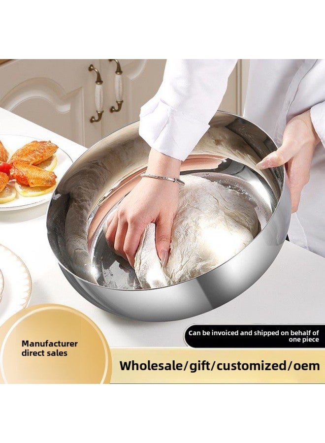 Kitchen Household And Basin With Lid Stainless Steel Non-stick Basin Household Baking Basin Rubbing Basin Egg-beating Basin-Specification:32cm Kneading Basin-232g-Colour:White - Image 2