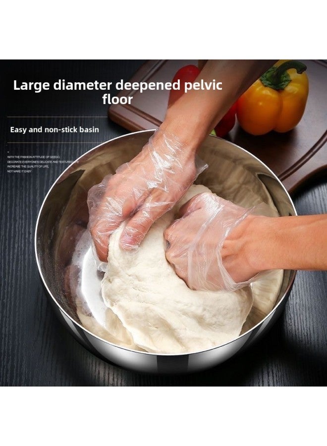 Kitchen Household And Basin With Lid Stainless Steel Non-stick Basin Household Baking Basin Rubbing Basin Egg-beating Basin-Specification:32cm Kneading Basin-232g-Colour:White - Image 4