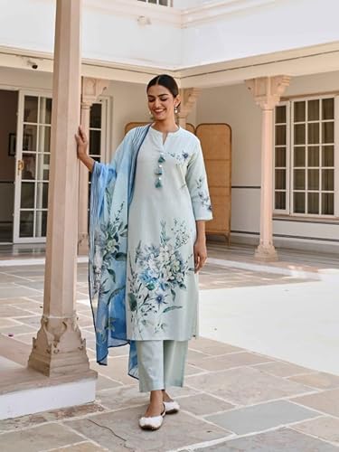 Kalaanj Kurta Set for Women || 3pic Kurta for Women (SP-231-Skyblue-L) - Image 3