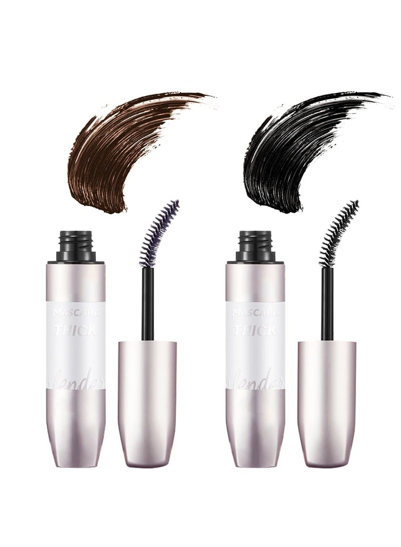 SYOSI 4D Fiber Curl Long Lasting Waterproof Mascara, 4D Silk Fiber Curl Long Lasting Waterproof Mascara, 4d Long Curling Hold Makeup Mascara, Volume and Curl Mascara Beauty for Makeup (Black+Brown) - Image 1