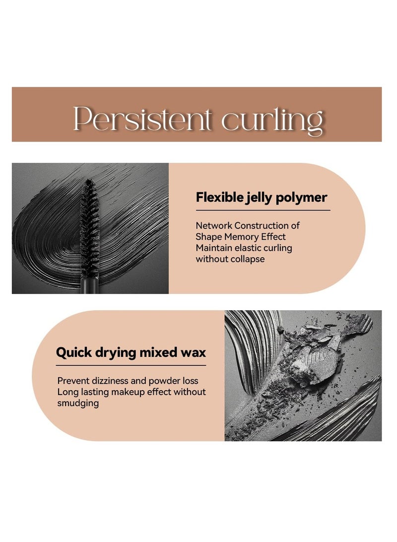 SYOSI 4D Fiber Curl Long Lasting Waterproof Mascara, 4D Silk Fiber Curl Long Lasting Waterproof Mascara, 4d Long Curling Hold Makeup Mascara, Volume and Curl Mascara Beauty for Makeup (Black+Brown) - Image 3