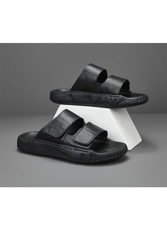 Tanwer - Tanwer Men's Slippers,Genuine Leather Sandals Can Be Worn Externally,Casual Shoes,Sandals,Black 41 - Image 1