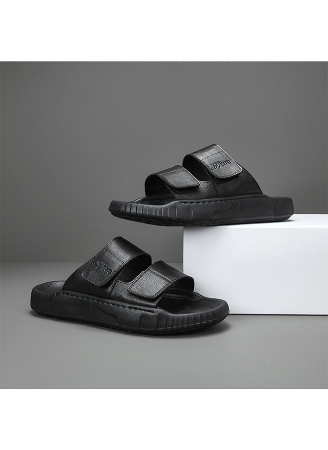 Tanwer - Tanwer Men's Slippers,Genuine Leather Sandals Can Be Worn Externally,Casual Shoes,Sandals,Black 41 - Image 1