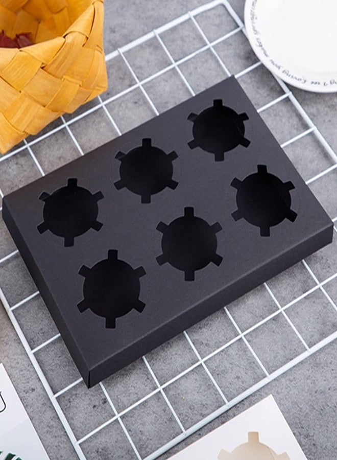 OUKEYI 10 Gift Boxes Transparent Cake Boxes ，6 Holes Inserts Cupcake & Dessert Boxes | Tall Transparent Cupcake Box | Insert in White,orBlack | Fits Muffin & Cupcakes Cases（9.4"x 6.7" x 3.9" ） (black) - Image 4