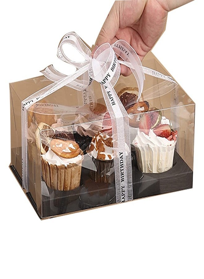 OUKEYI 10 Gift Boxes Transparent Cake Boxes ，6 Holes Inserts Cupcake & Dessert Boxes | Tall Transparent Cupcake Box | Insert in White,orBlack | Fits Muffin & Cupcakes Cases（9.4"x 6.7" x 3.9" ） (black) - Image 1