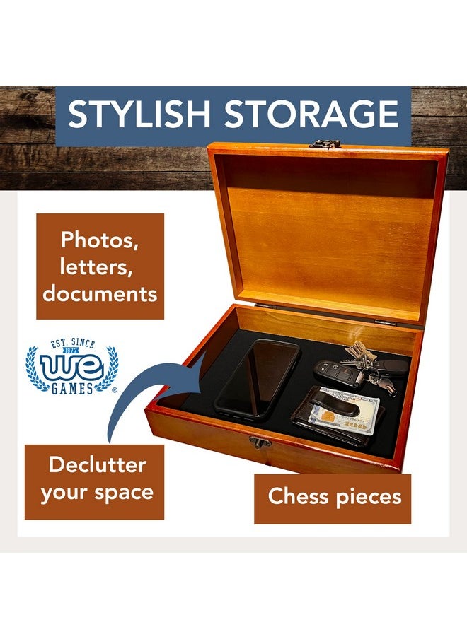 WE Games WE Games Old World Wooden Treasure Box with Brass Latch (Light Cherry Finish)  - Image 4