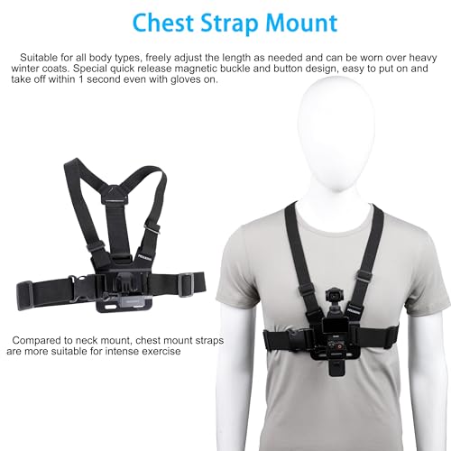 PellKing 4in1 DJI Osmo Pocket 3 Accessories Kit,Chest Mount Harness,Neck Holder,Head Strap,Backpack Strap Mount for DJI Osmo Pocket 3 Camera,with Expansion Adapter - Image 3
