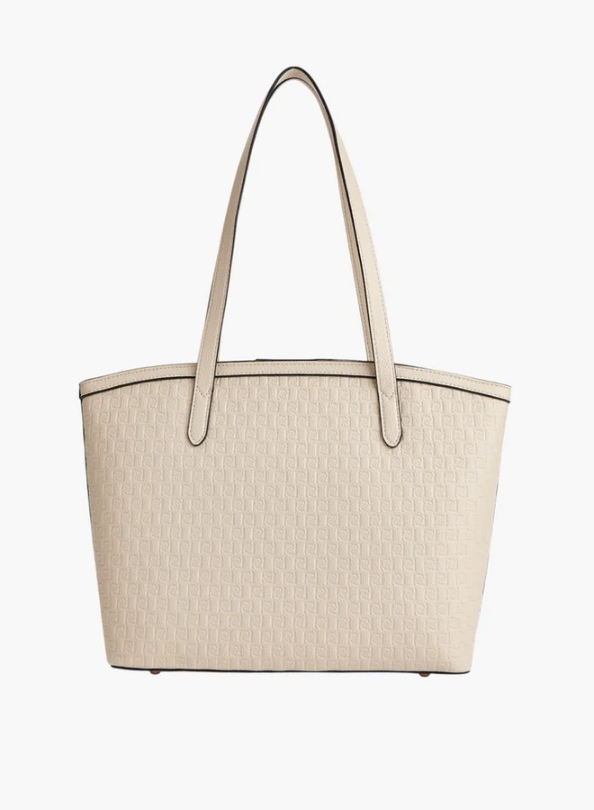 بابريكا Monogram Embossed Tote Bag with Zip Closure