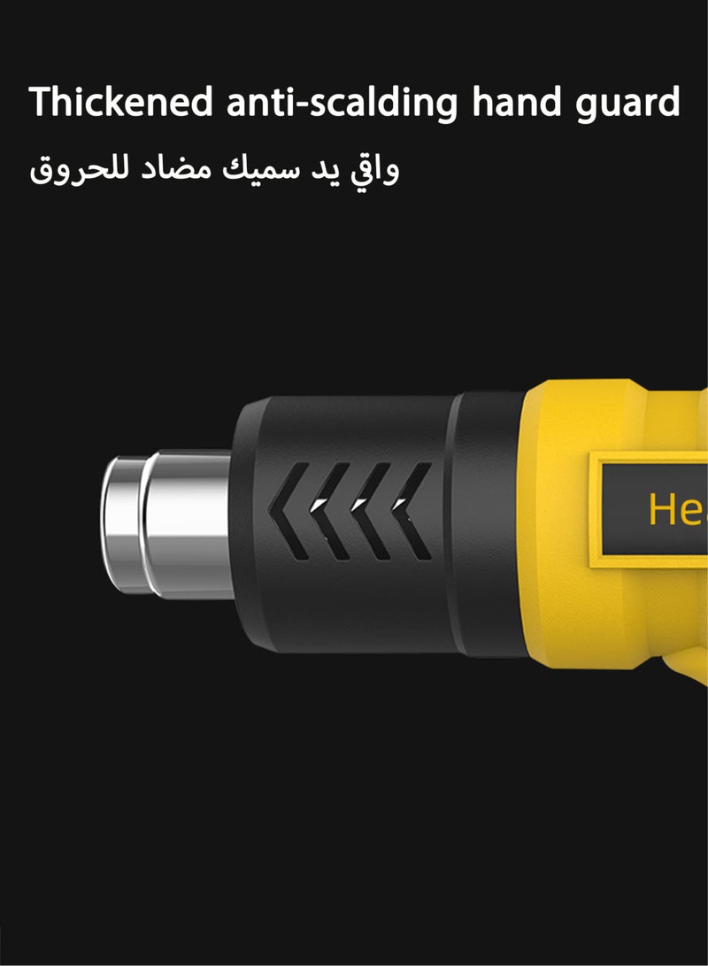 Heat Gun, 2000W Professional Hot Air Gun 50℃ -650 ℃ Variable Temperature Control, 7 Accessories for Shrink Pipe, 2-Temp Setting, Overload Protection, Fast Heating - Image 4