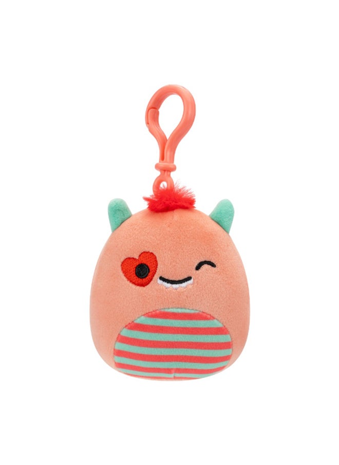 Squishmallows Little Plush 3.5 inch Clip-On Willett Peach Monster w/Striped Belly and Heart Eye , Officially Licensed Kellytoy Plush Toy, Colorful Soft Toy, Gift for Kids, Girls & Boys Washable Squishy Stuff Toy Multicolor All Age  - Image 1