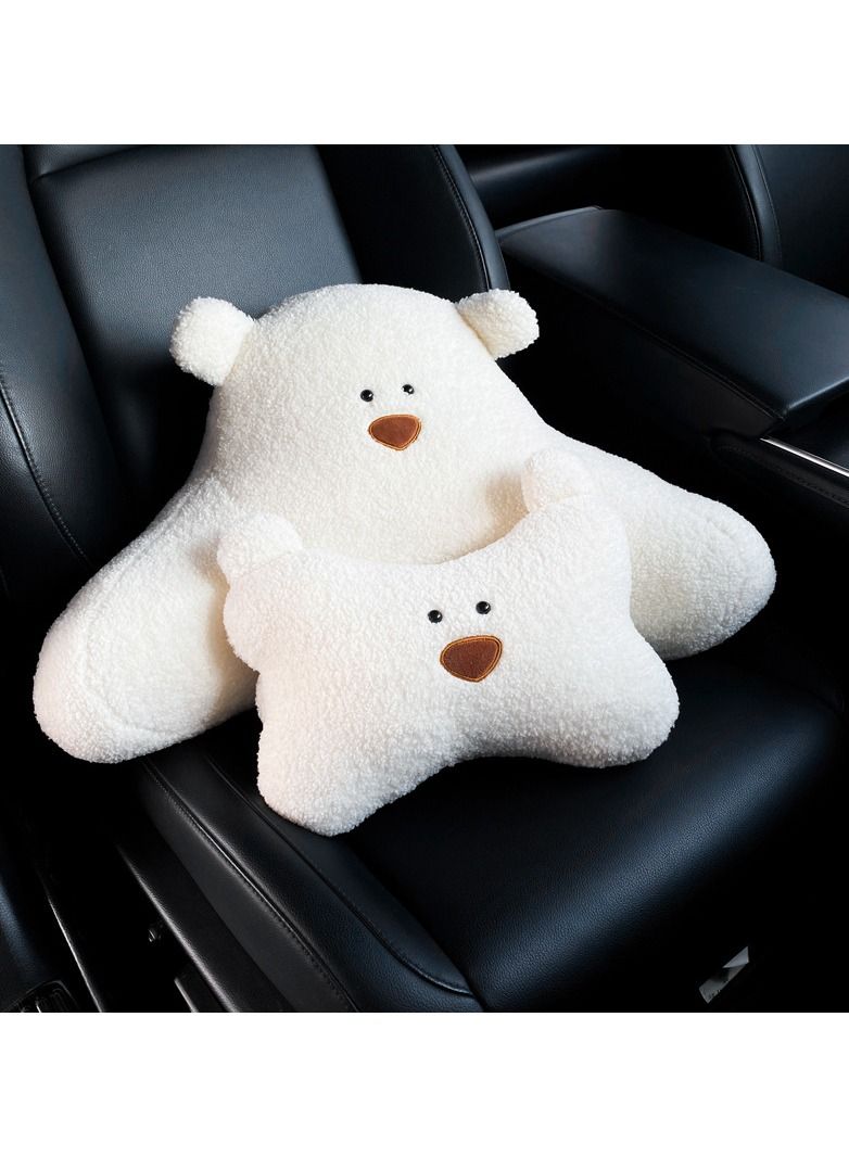 DUNISO Car Headrest Pillow, Car Lumbar Support Pillow,Cute White Dog Car Neck Pillow,Comfortable Soft Car Seat Pillow for Driving,Cartoon Neck Pillow for Car,Car Decor Accessories - Image 2