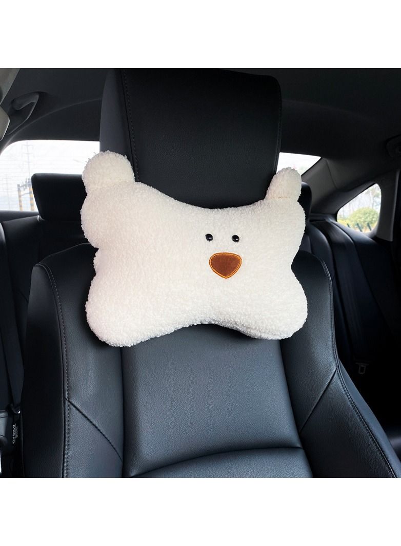 DUNISO Car Headrest Pillow, Car Lumbar Support Pillow,Cute White Dog Car Neck Pillow,Comfortable Soft Car Seat Pillow for Driving,Cartoon Neck Pillow for Car,Car Decor Accessories - Image 3