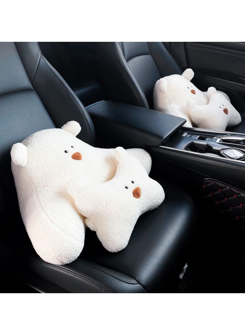 DUNISO Car Headrest Pillow, Car Lumbar Support Pillow,Cute White Dog Car Neck Pillow,Comfortable Soft Car Seat Pillow for Driving,Cartoon Neck Pillow for Car,Car Decor Accessories - Image 5
