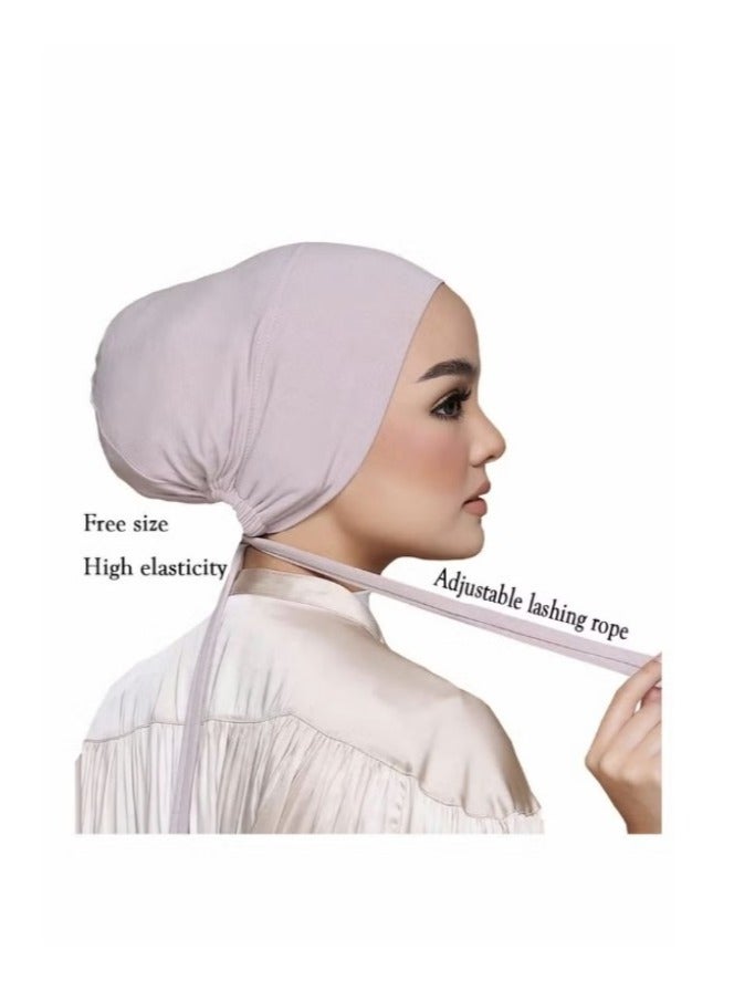 Excefore Women Under Scarf 3PCS Chemo Headwear Hat Hijab Cap Islamic Muslim with Tie-Back Closure - Image 5