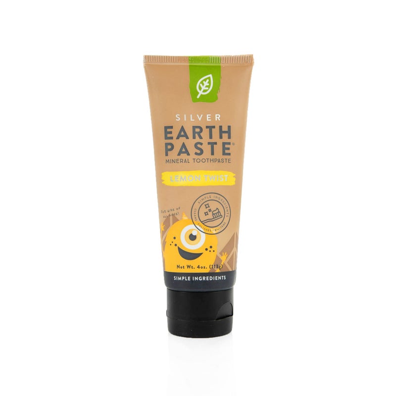 Redmond Earthpaste with Silver - Natural Non-Fluoride Toothpaste, 4 Ounce Tube (Lemon Twist) - Image 1