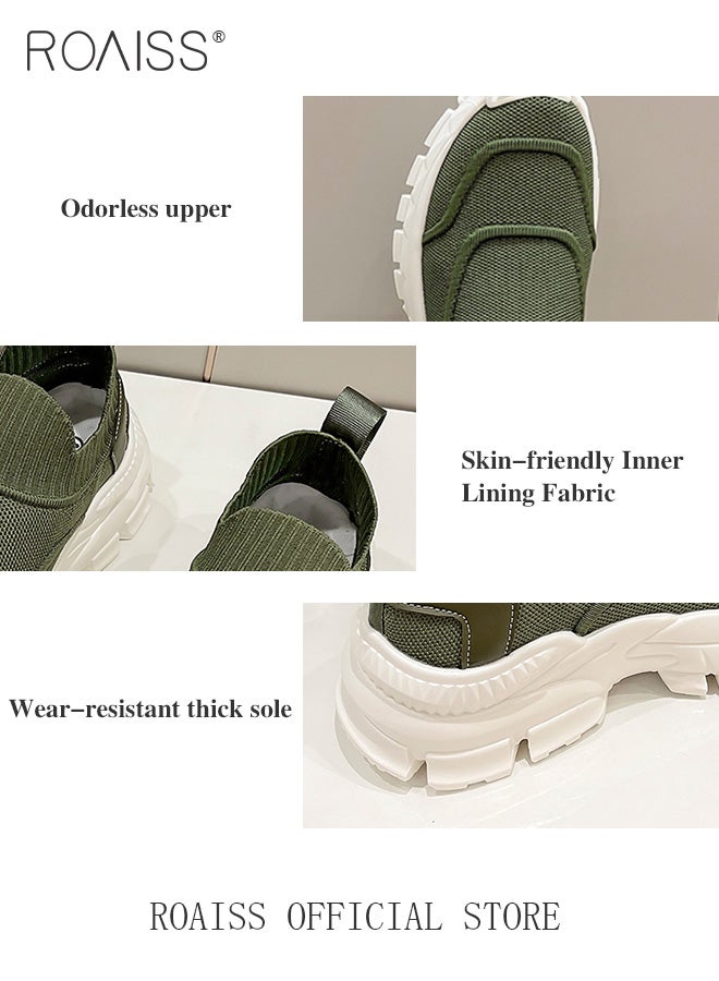 رويس أحذية أنيقة للسيدات، أحذية رياضية منخفضة للسيدات، أحذية رياضية خفيفة الوزن ومسامية مع جزء علوي شبكي ونعل سميك مانع للانزلاق، مناسبة للارتداء اليومي والأنشطة الخارجية - Image 2