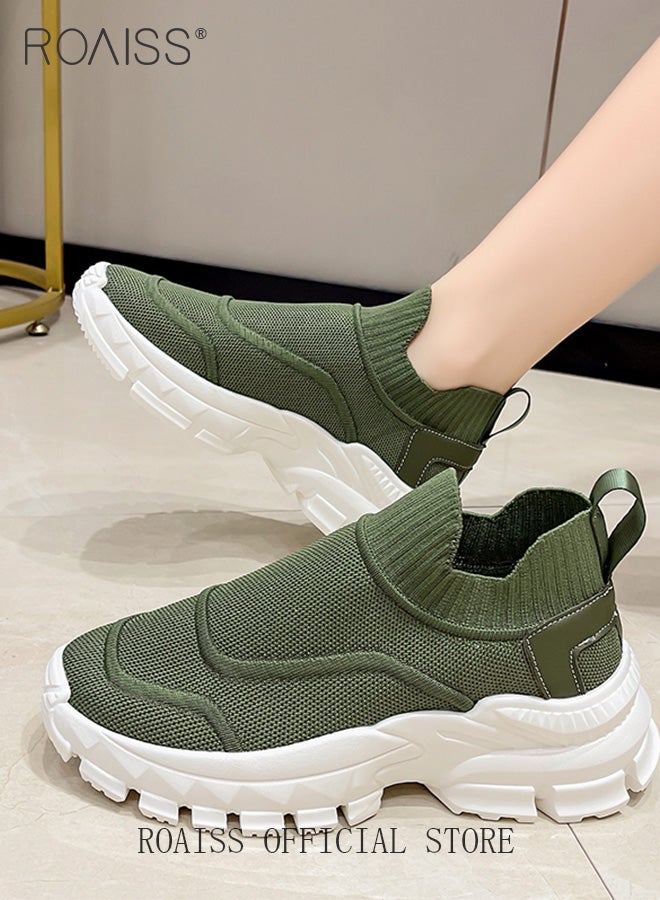 رويس أحذية أنيقة للسيدات، أحذية رياضية منخفضة للسيدات، أحذية رياضية خفيفة الوزن ومسامية مع جزء علوي شبكي ونعل سميك مانع للانزلاق، مناسبة للارتداء اليومي والأنشطة الخارجية - Image 1