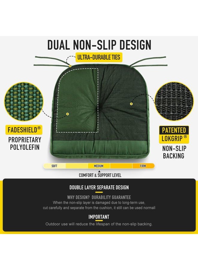 SUNROX Memory Foam Non Slip Rocking Chair Cushion, FadeShield Water Resistant Thicken Durable Tufted Pads, Set of Seat & Back Cushion with Ties for Indoor/Outdoor Rocker, 2 Piece, Army Green - Image 5