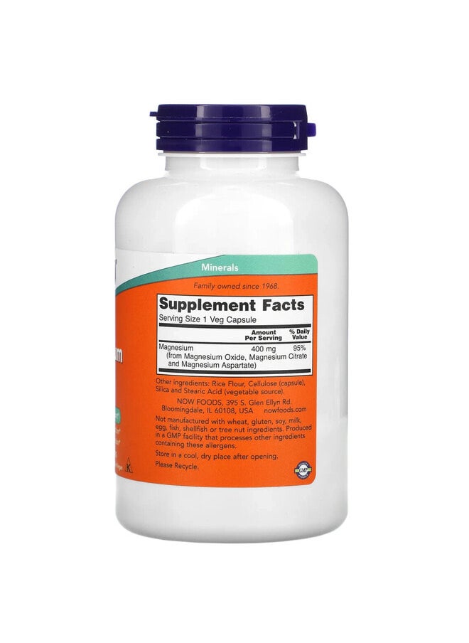 now Magnesium Caps, 400 mg, 180 Veg Capsules  - Image 2