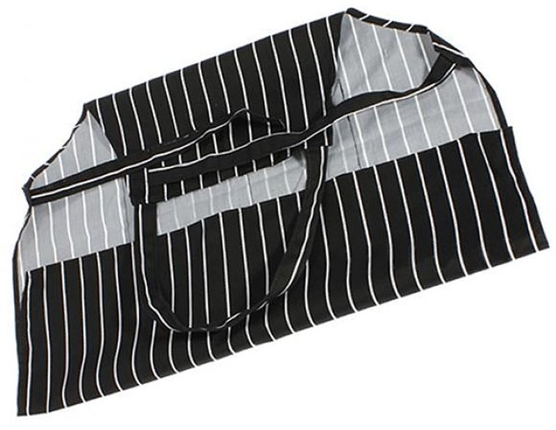 HAINE Kitchen Apron Waterproof Stripe Pattern with Front Pocket Free Size Unisex 1 Black - Image 5