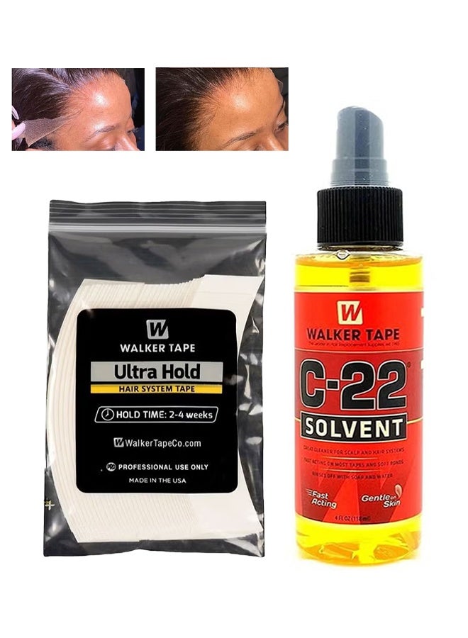 Walker Tape C-22 Citrus Solvent Wig Glue Remover 118ml and Wig Tape Stickers Kit, Used for Lace Wigs and Hairpieces, Bold Hold Glue Remover, Unisex - Image 1