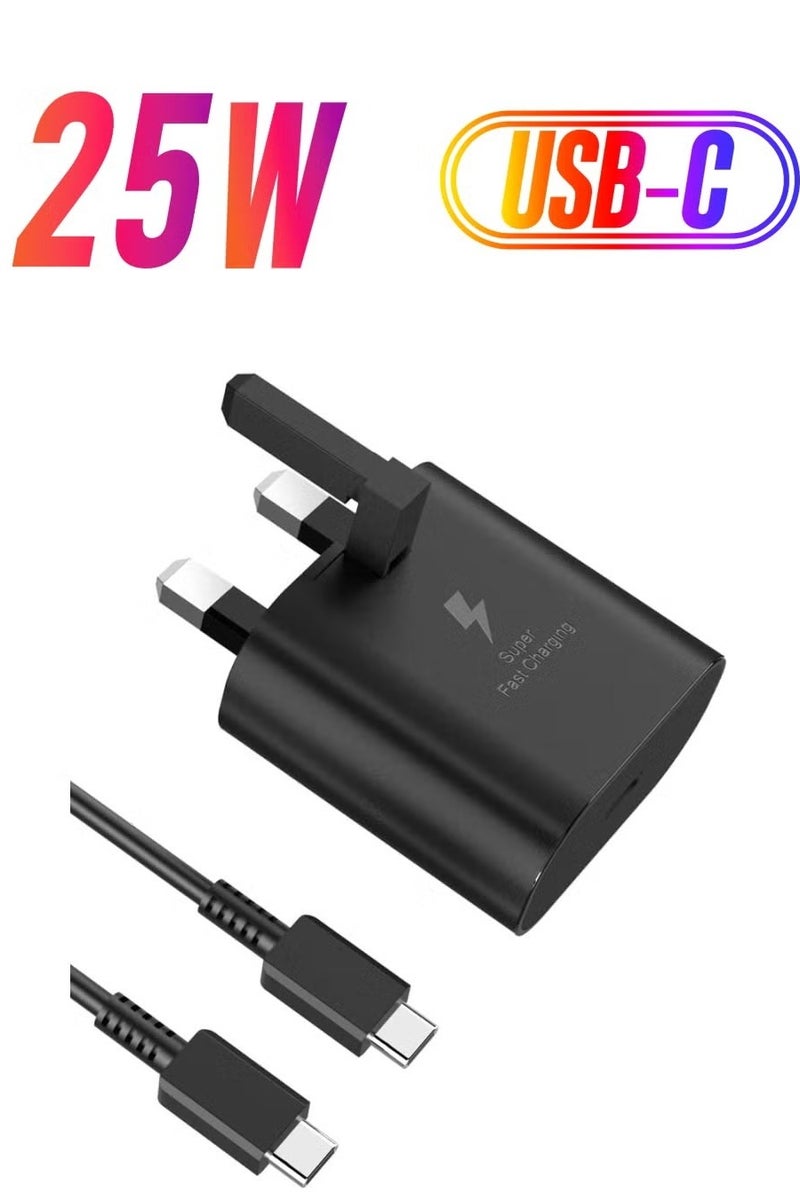 25W for Samsung Phone Fast Charger for S23, S23+, S23 Ultra, S22, S22+, S22 Ultra, S21, S21 Ultra, S21+, S20, A33, A72, A71, A53, A52, A51, A50, M33 USB C Cable and Plug Charge - Image 1