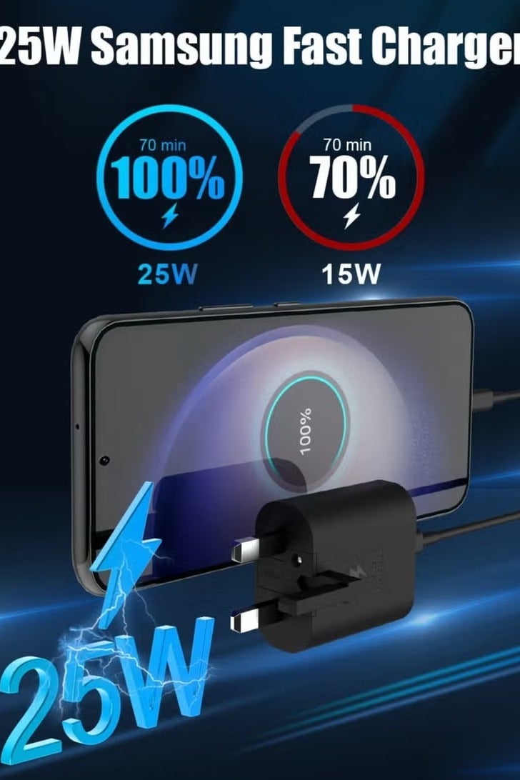25W for Samsung Phone Fast Charger for S23, S23+, S23 Ultra, S22, S22+, S22 Ultra, S21, S21 Ultra, S21+, S20, A33, A72, A71, A53, A52, A51, A50, M33 USB C Cable and Plug Charge - Image 3