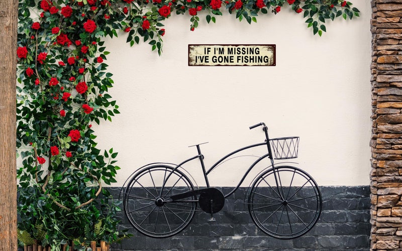 QIXFGUL Vintage Tin Sign Retro Metal Funny If I'm Missing I've Gone Fishing Signs for Home Decor Stylish Wall Art Plaques Gift for Home Door Entrance Fence and Wall Decor in Every Room 16x4 in - Image 5
