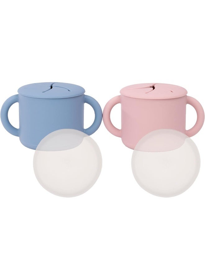 WeeSprout Snack Containers, Food Grade Silicone Cups, Spill-Proof Tops For Toddlers and Babies, Premium Hard Plastic Travel Lids, Dishwasher Safe, Set of 2 Snack Catchers - Image 1