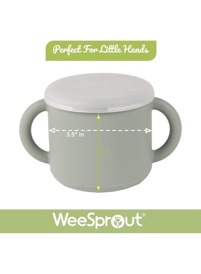 WeeSprout Snack Containers, Food Grade Silicone Cups, Spill-Proof Tops For Toddlers and Babies, Premium Hard Plastic Travel Lids, Dishwasher Safe, Set of 2 Snack Catchers - Image 3