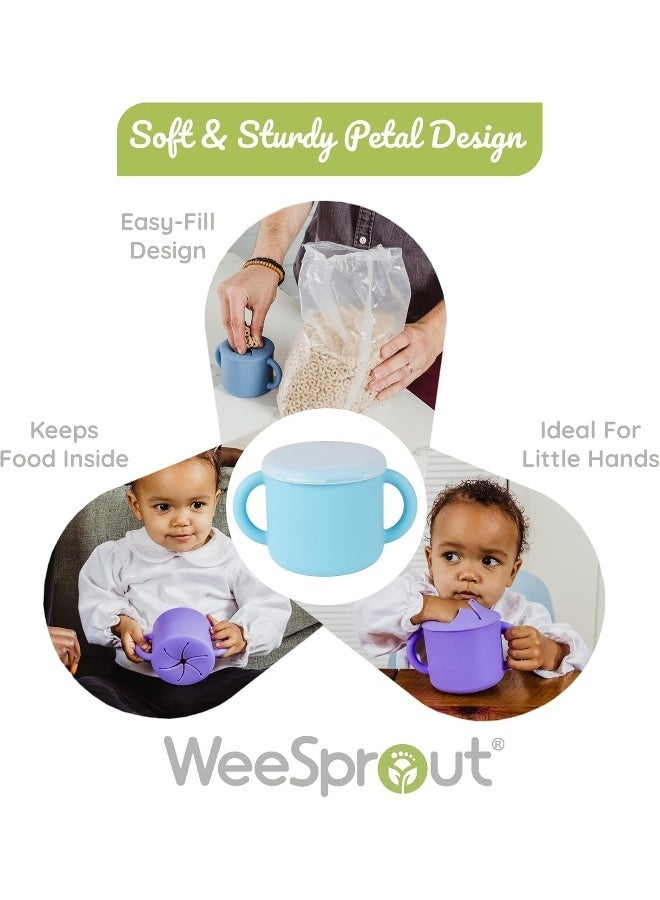 WeeSprout Snack Containers, Food Grade Silicone Cups, Spill-Proof Tops For Toddlers and Babies, Premium Hard Plastic Travel Lids, Dishwasher Safe, Set of 2 Snack Catchers - Image 4