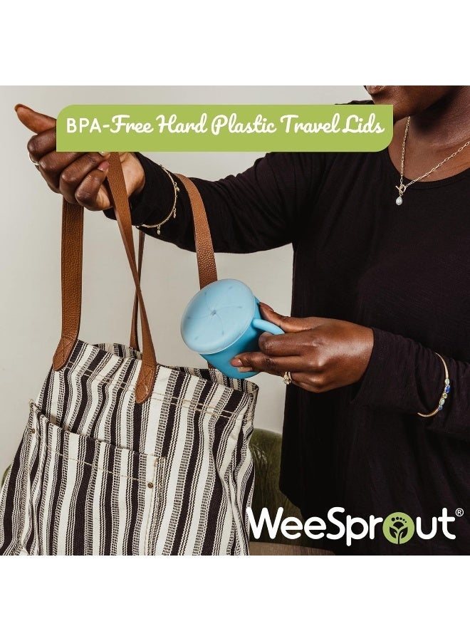 WeeSprout Snack Containers, Food Grade Silicone Cups, Spill-Proof Tops For Toddlers and Babies, Premium Hard Plastic Travel Lids, Dishwasher Safe, Set of 2 Snack Catchers - Image 5