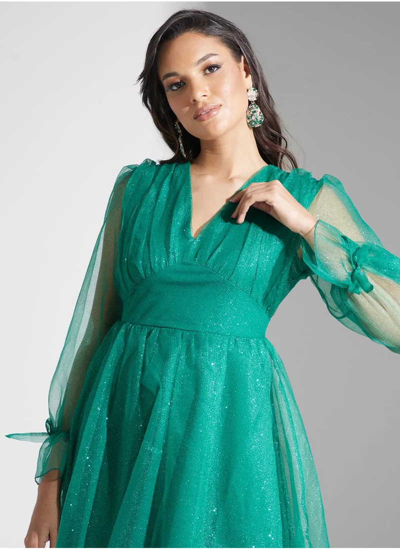 Khizana Puff Sleeve A-Line Dress