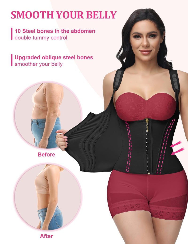 SHAPSHE Waist Trainer for Women, Tummy Control Sports Girdle, Workout Body Shaper with Adjustable Shoulder Strap - Image 3