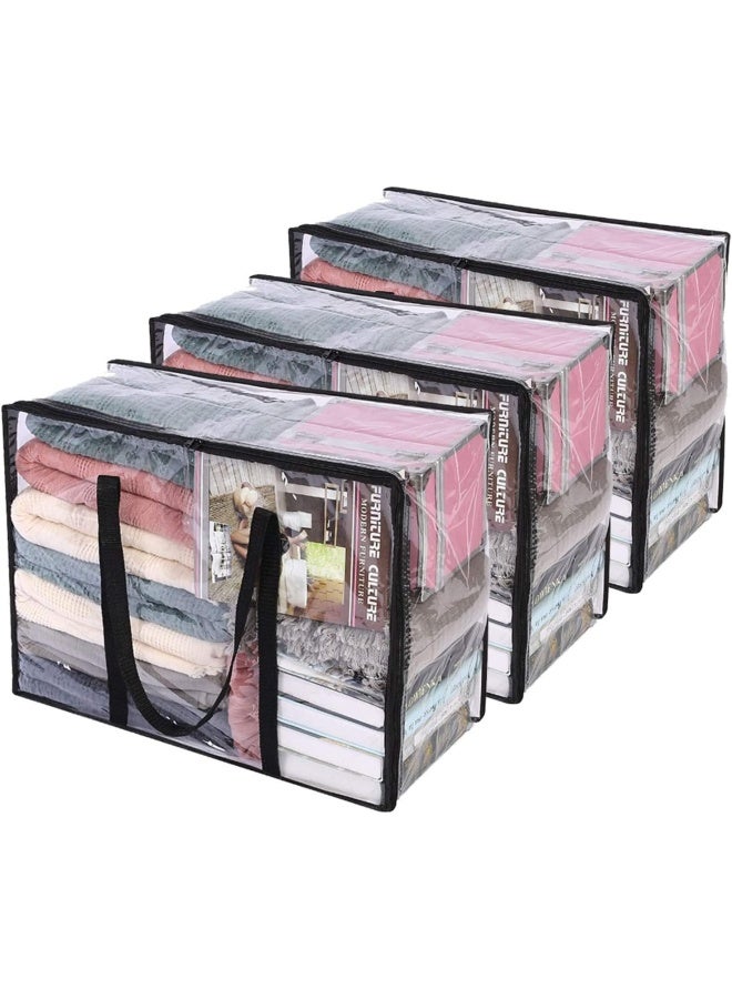 Vieshful Vieshful Clear Clothes Storage Bag Organizer With Reinforced Handle, 21.6 X 15.7 X 10 In, Vinyl Storage Bag For Comforter, Blanket, Bedding, Duvet, Transparent Moving Totes  - Image 1