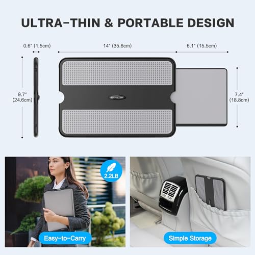 AboveTEK Portable Laptop Lap Desk w/Retractable Left/Right Mouse Pad Tray, Non-Slip Heat Shield Tablet Notebook Computer Stand Table w/Sturdy Stable Work Surface for Bed Sofa Couch or Travel - Image 5