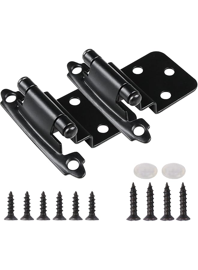 S-TOP 8 Pack Cabinet Hinges Black 3/8" Inset Cabinet Door Hinges for Cabinet Doors Flush Face Mount Cupboard Self-closing Matte Black Kitchen Cabinet Hinges Overlay Pantry Closets RV Hinge Hardware - Image 1