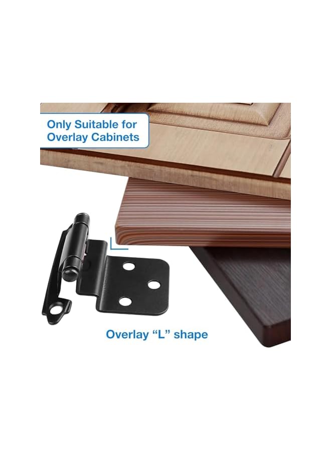 S-TOP 8 Pack Cabinet Hinges Black 3/8" Inset Cabinet Door Hinges for Cabinet Doors Flush Face Mount Cupboard Self-closing Matte Black Kitchen Cabinet Hinges Overlay Pantry Closets RV Hinge Hardware - Image 2
