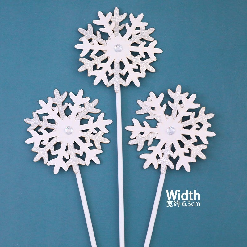 Internet Celebrated Girl Birthday Cake Decoration Ice Queen Elsa Princess Decoration Digital Birthday Light Plug-in White snowflake card 3