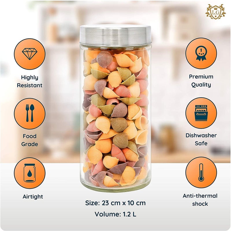 ISKO Borosilicate Glass Jar with Steel Cap Heat resistantmicrowave safeDish washerLeak proof 1500 ml round 3 Pcs - Image 2