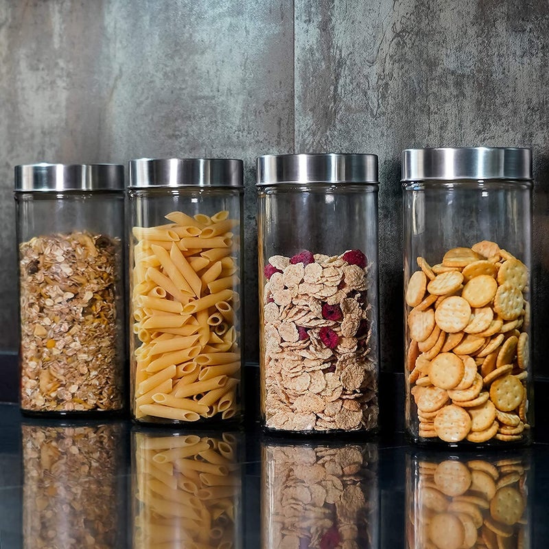 ISKO Borosilicate Glass Jar with Steel Cap Heat resistantmicrowave safeDish washerLeak proof 1500 ml round 3 Pcs - Image 1