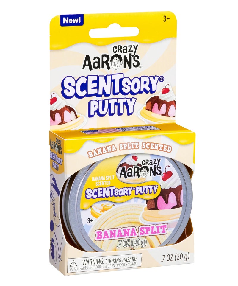 Crazy Aaron's Thinking PuttyÂ® - Banana Split - Scented Sensory Putty for Kids and Grown ups - Creative and Endless Fun, Stress Relief Therapy Toys, Never Dries Out - Made in USA - Image 5