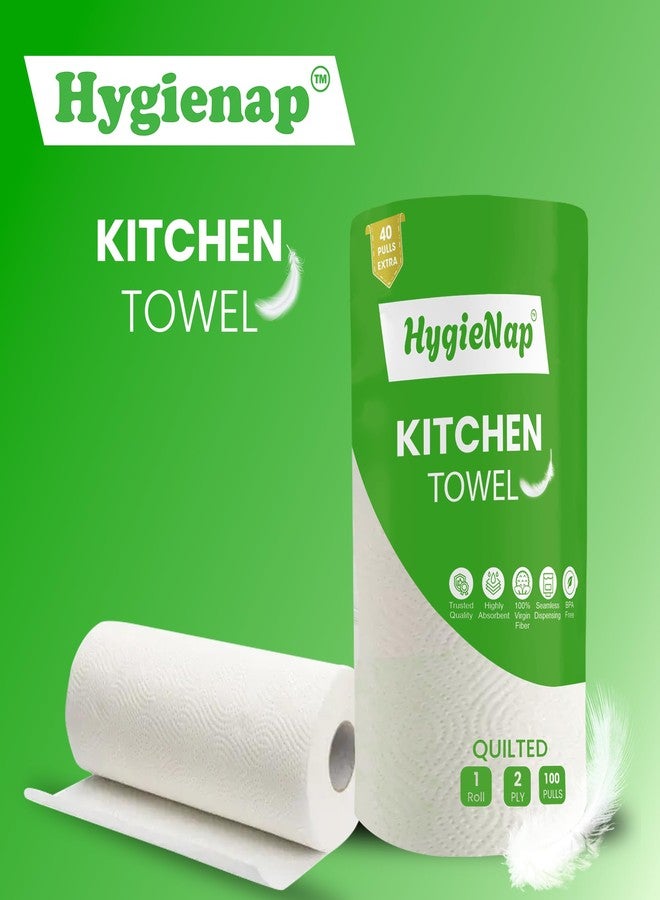 HygieNap 2-Ply Kitchen Tissue Paper Roll | Pack of 4 | Soft & Super Absorbent Tissues | 100% Virgin Cellulose Material | 400 Pulls | 4 Rolls | Perfect for Cleaning, Wiping & Drying - Image 2
