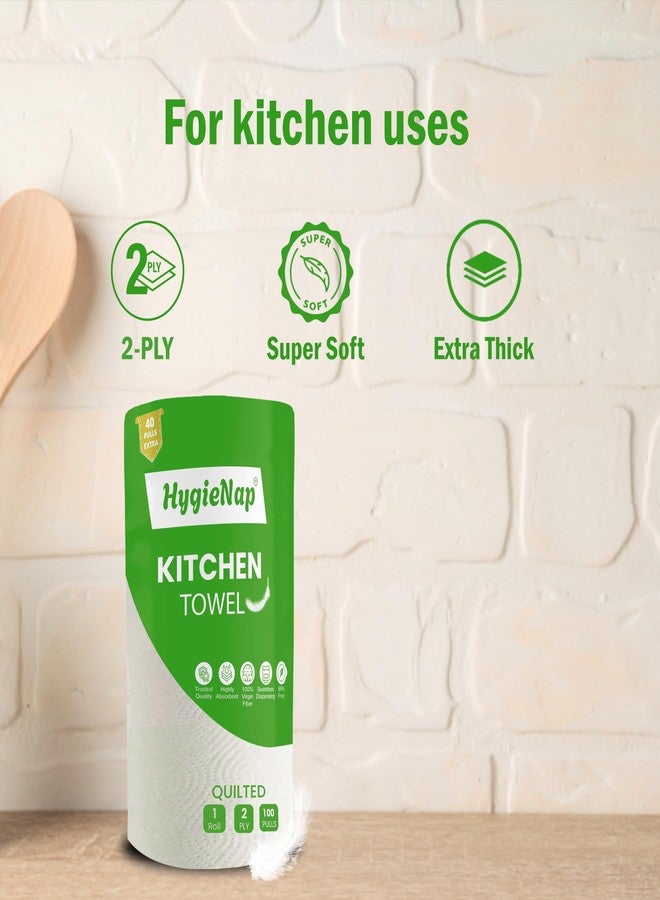 HygieNap 2-Ply Kitchen Tissue Paper Roll | Pack of 4 | Soft & Super Absorbent Tissues | 100% Virgin Cellulose Material | 400 Pulls | 4 Rolls | Perfect for Cleaning, Wiping & Drying - Image 5