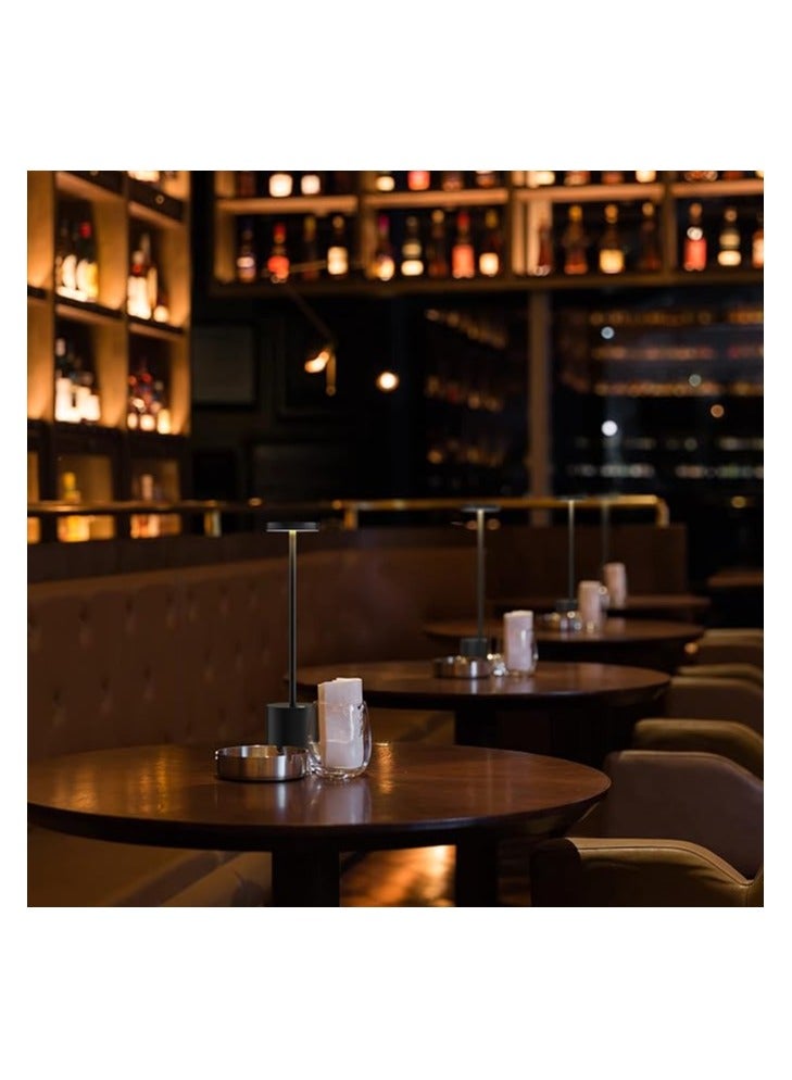 Rechargeable Cordless Table Lamp,Outdoor Portable Battery Operated Desk Lamps 2-Levels Brightness Powered Small Night Light Black 34 x 8cm - Image 4