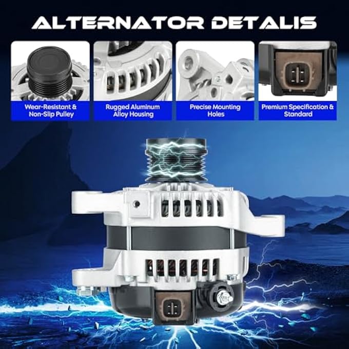 SEHNSUCHT New Alternator Replacement for Toyota Corolla 1.8L 2011-2013, for Toyota Matrix 1.8L 2011-2013, 100Amp 12V, High Output Alternator Replace for 11577 - Image 3