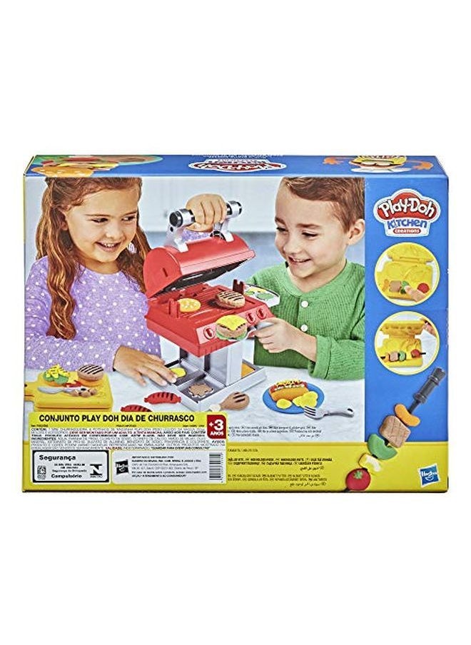 Play-Doh - Kitchen Creations Grill 'N Stamp Playset For Kids 3 Years And Up With 6 Nontoxic Modeling Compound Colors And 7 Barbecue Toy Accessories - Image 1